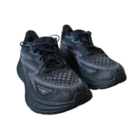 Hoka One Mens Clifton 9 Running Shoes 1132210 BBLC Triple Black Size 10 2E READ - Picture 1 of 13